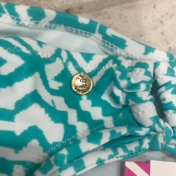 Teal and white string bikini bottom - Picture 2 of 7